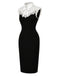 黑白拼色 1960s Dress 3
