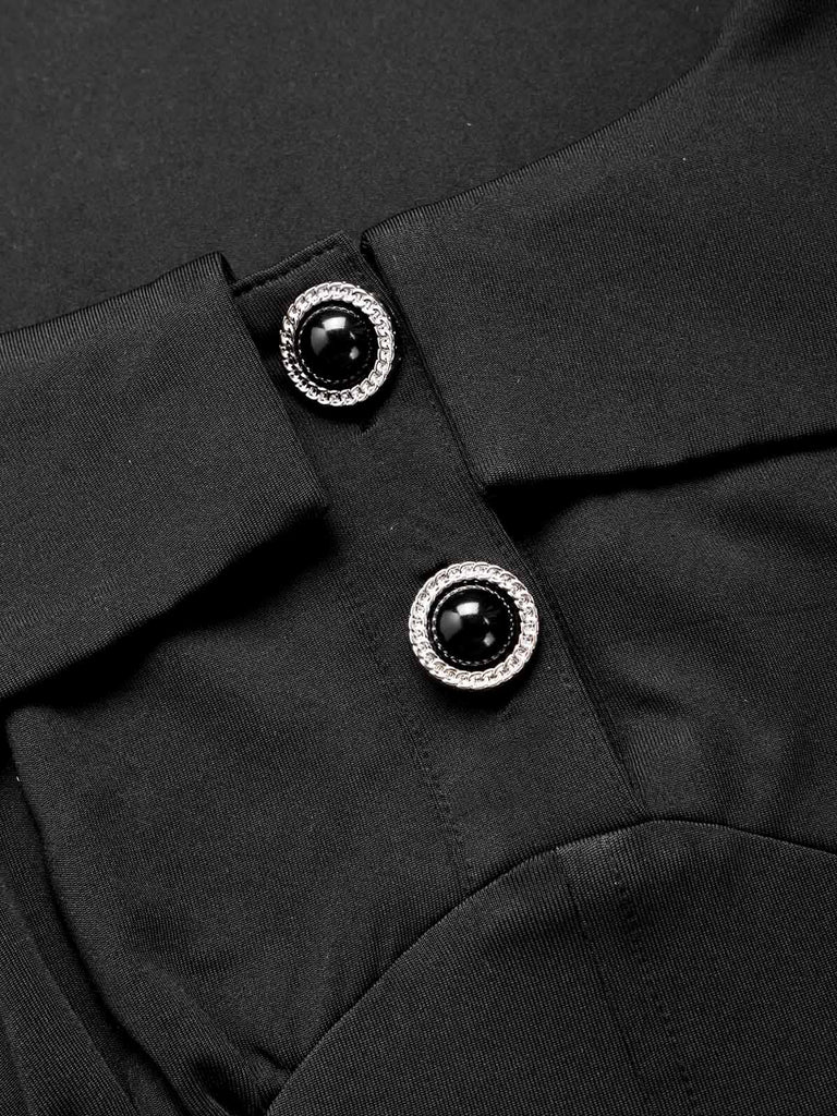 [Pre-Sale] 1970s Black Square Neck Gothic Knit Dress 8