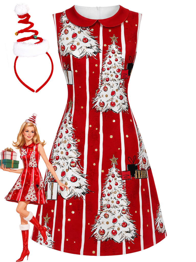 [Pre-Sale] Dark Red Christmas Striped Dress 1