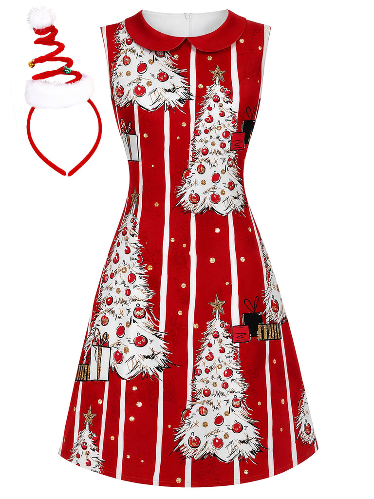 [Pre-Sale] Dark Red Christmas Striped Dress 2