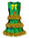 Green 1970s Christmas Tree Tinsel Sleeveless A-Line Dress