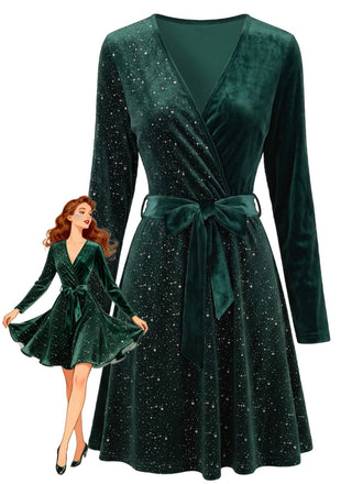 Sequin V Neck Fit and Flare Mini Dress 3