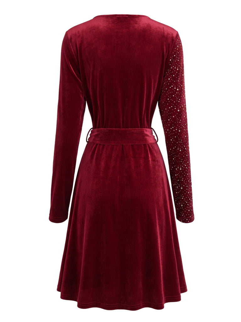 Sequin V Neck Fit and Flare Mini Dress 7