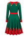 Green 1950s Christmas V Neck Dress 2