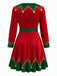 Green 1950s Christmas V Neck Dress 4