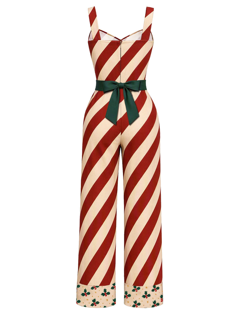 [Pre-Sale] 1940s Christmas Print Button Front Jumpsuit 3