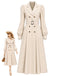 [Pre-Sale] Beige 1940s Double-Breasted Puff Sleeve Trench Coat