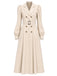 [Pre-Sale] Beige 1940s Double-Breasted Puff Sleeve Trench Coat