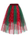[Pre-Sale] 2PCS 1950s Christmas Snowflake Off-Shoulder Fur Top & Mesh Skirt