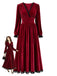 Wine Red 1950s Christmas Lace Velvet Dress 1