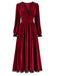 Wine Red 1950s Christmas Lace Velvet Dress 2