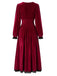 Wine Red 1950s Christmas Lace Velvet Dress 3