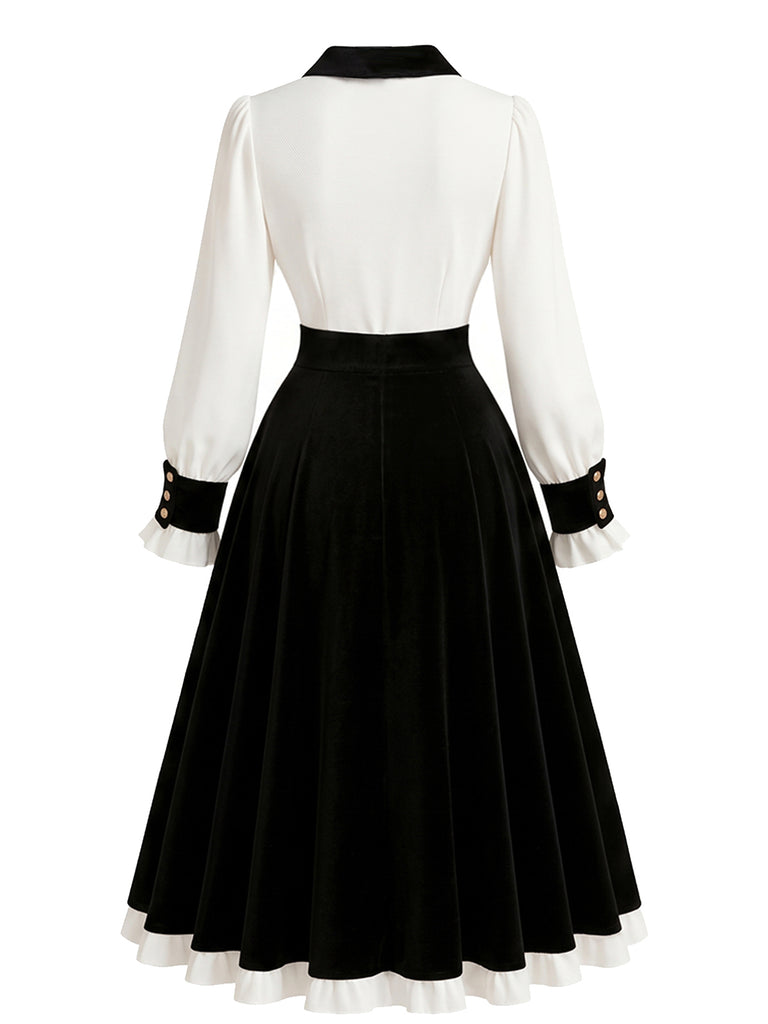 [Pre-Sale] 1950s Printed Collared Fit and Flare Dress 3