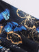 Black 1940s Butterfly Print Puff Sleeve A Line Dress