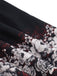 Black 1940s Butterfly Print Puff Sleeve A Line Dress