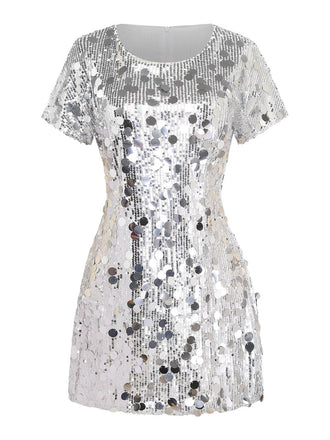 Sequin Crew Neck Long Sleeve Mini Dress 3