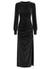 Velvet Ruched Waist Slit Evening Midi Dress 1