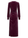 Velvet Ruched Waist Slit Evening Midi Dress 9