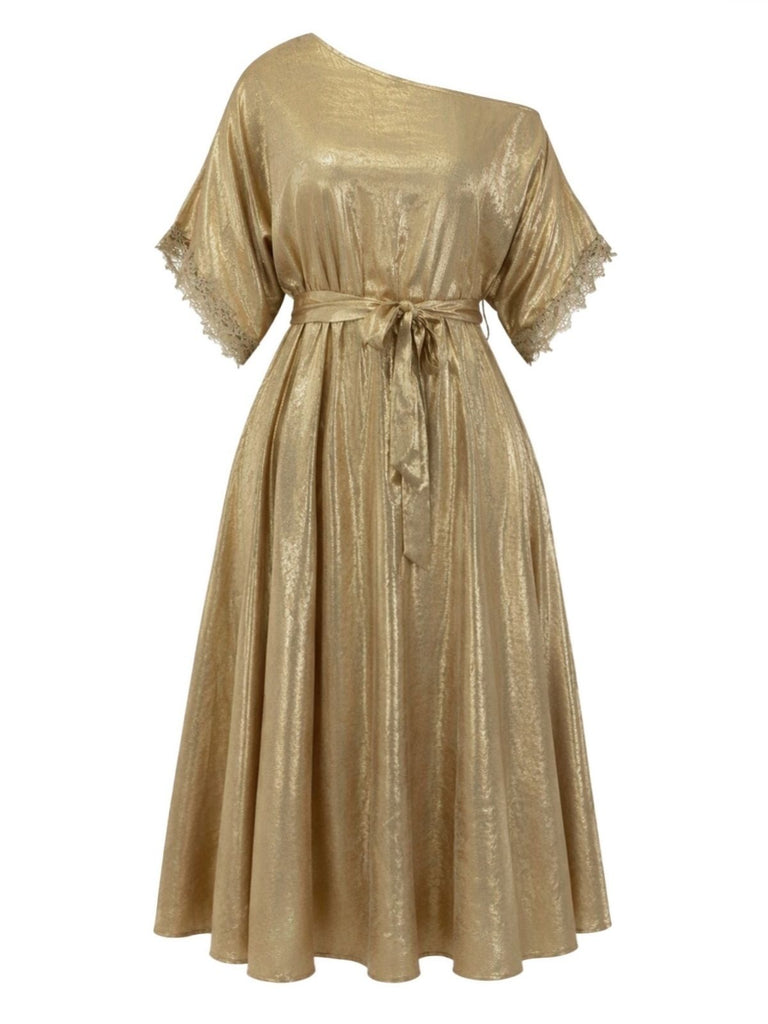 Gold 1950s Lace Dress 2