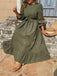 Army Green Lantern Sleeve Midi Dress 6