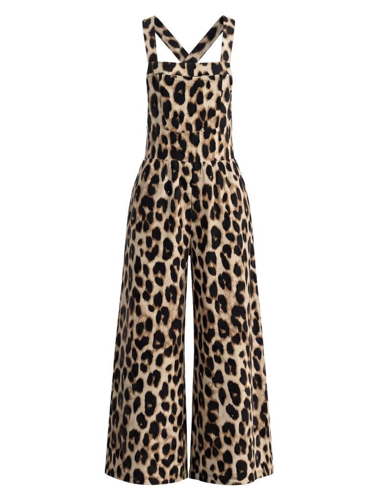 Brown 1950s Floral Halter Jumpsuit 3