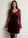 Wine Red 1960s Christmas Velvet Dress 11