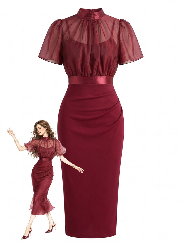 Wine Red 1960s Dress 1