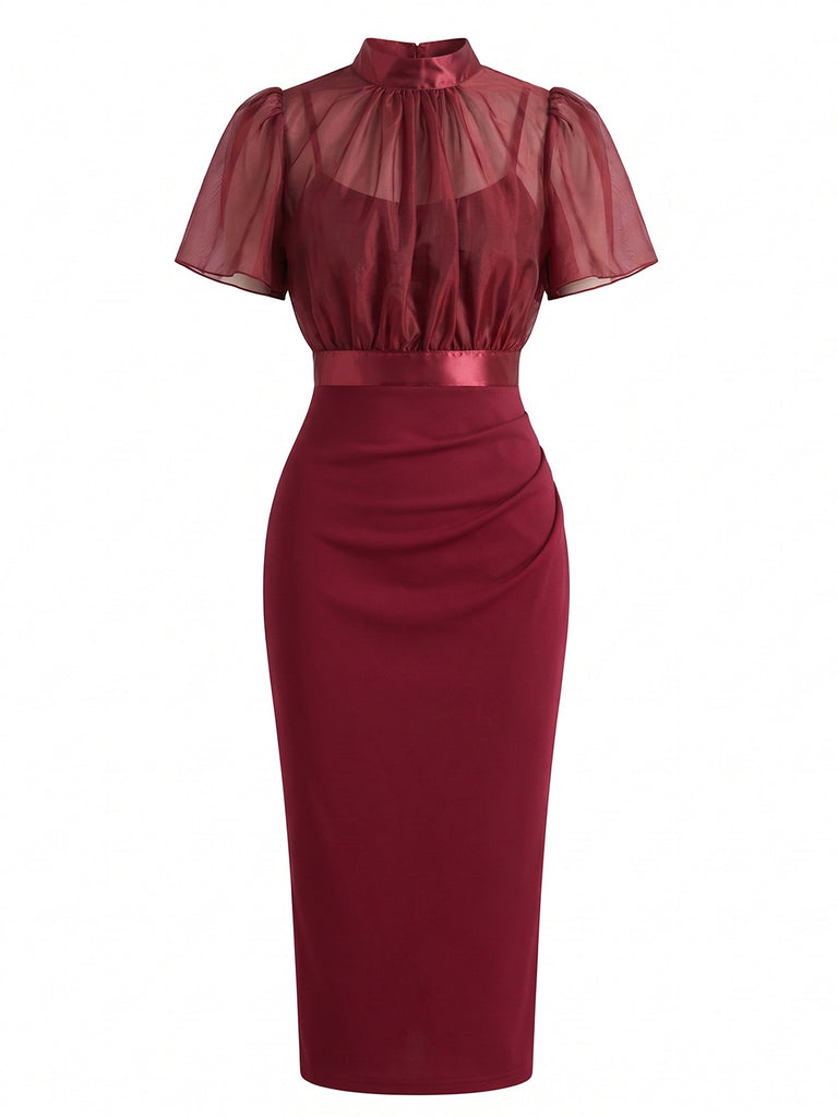 Wine Red 1960s Dress 2