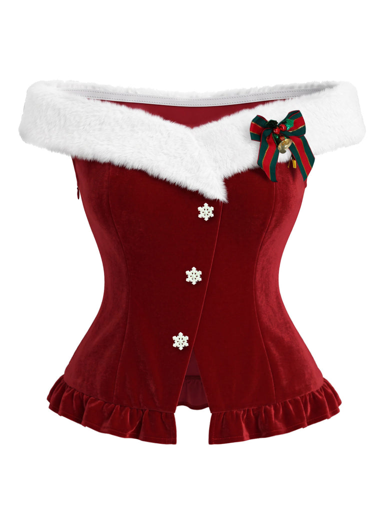 [Pre-Sale] 1950s Christmas Faux Fur Trim Top 3