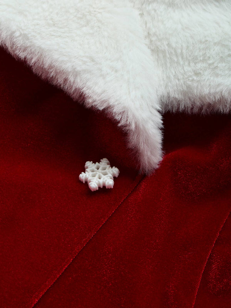 [Pre-Sale] 2PCS 1950s Christmas Snowflake Off-Shoulder Fur Top & Mesh Skirt