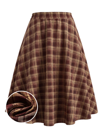 [Pre-Sale] 1950s Brick Red Plaid A Line Skirt 1