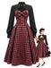 [Pre-Sale] 1950s Printed V Neck Fit and Flare Dress 1