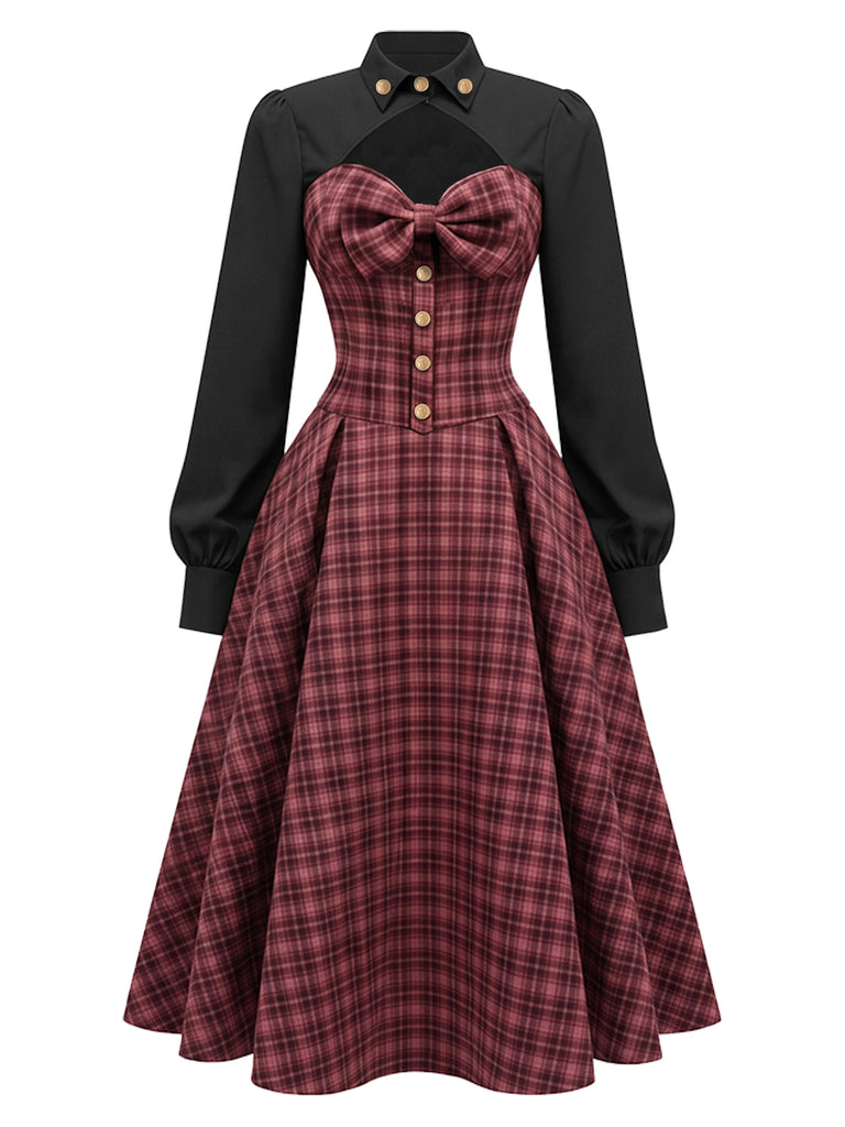 [Pre-Sale] 1950s Printed V Neck Fit and Flare Dress 2