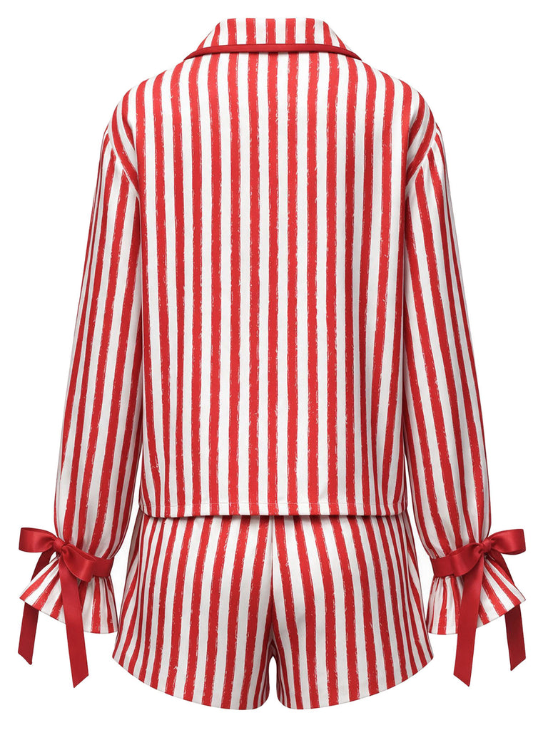 [Pre-Sale] 1970s Red White Stripe Pajama Shorts Set 2