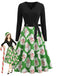 Christmas Print Long Sleeve Fit and Flare Dress 1