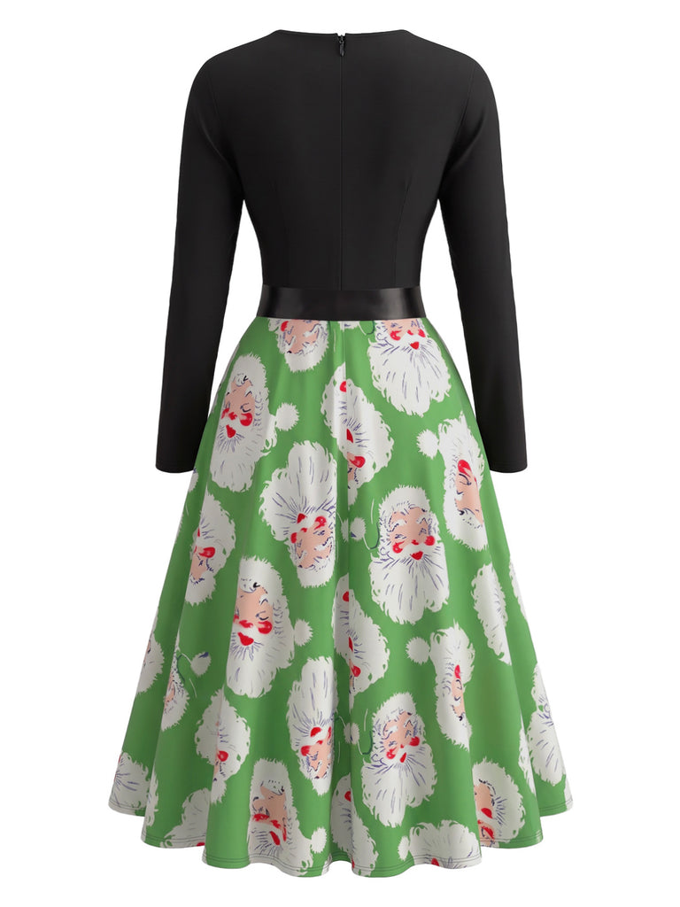Christmas Print Long Sleeve Fit and Flare Dress 3