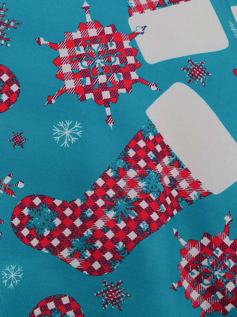Blue 1950s Christmas Dress 5