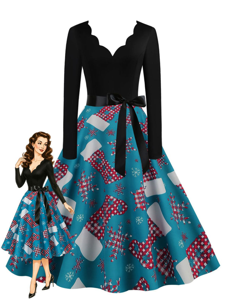 Blue 1950s Christmas Dress 1