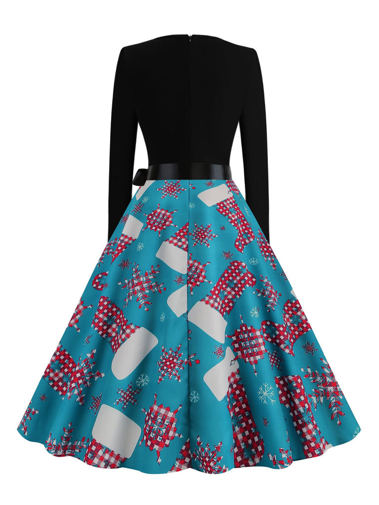 Blue 1950s Christmas Dress 2