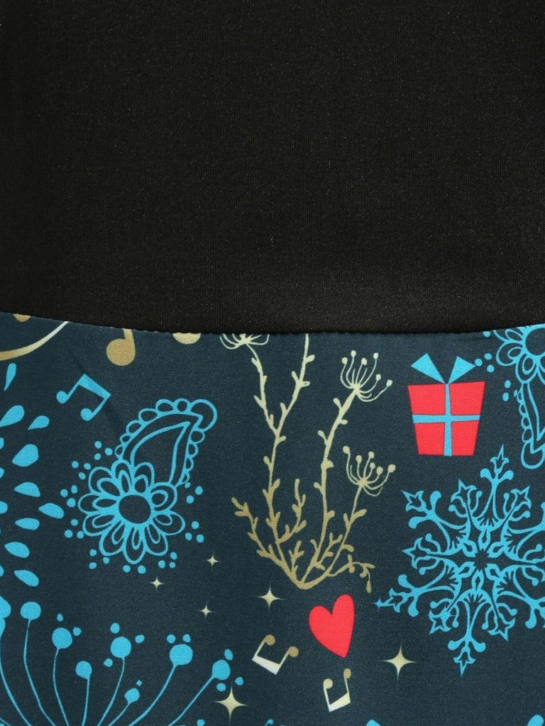Multicolor 1950s Christmas Floral Dress 7