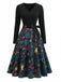 Multicolor 1950s Christmas Floral Dress 9