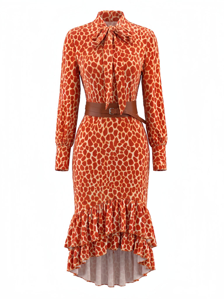 Orange 1930s Floral Dress 2