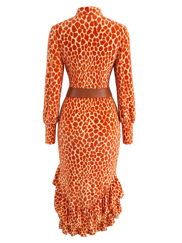 Orange 1930s Floral Dress 3