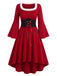 Red 1950s Christmas Square Neck Dress 2