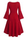 Red 1950s Christmas Square Neck Dress 3