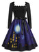 1940s Halloween Haunted House Scallop Neck Swing Dress