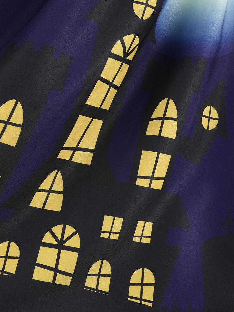 1940s Halloween Haunted House Scallop Neck Swing Dress