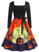 1940s Halloween Haunted House Scallop Neck Swing Dress