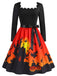 1940s Halloween Haunted House Scallop Neck Swing Dress