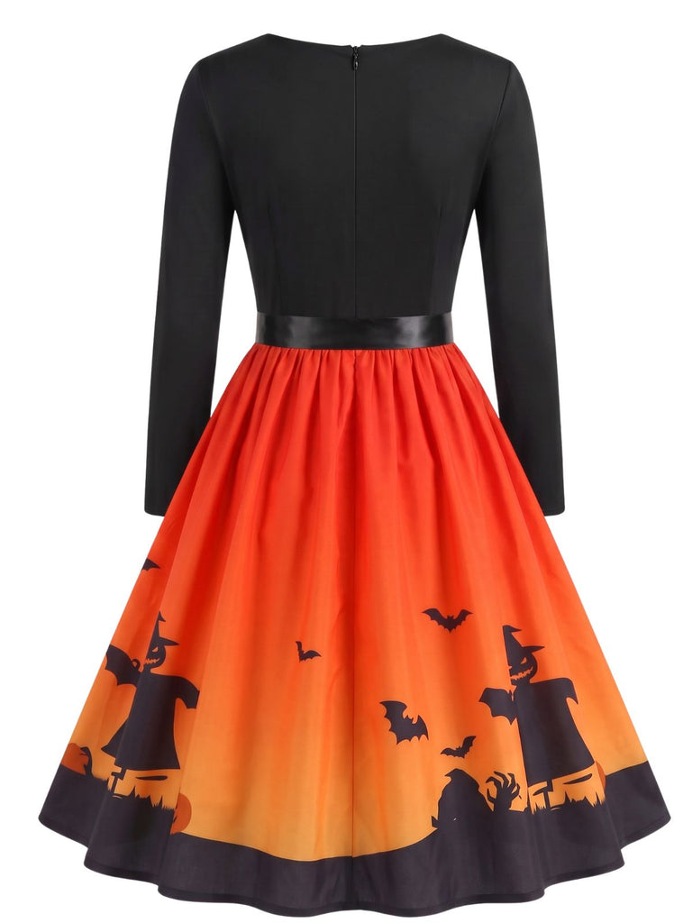 1940s Halloween Haunted House Scallop Neck Swing Dress